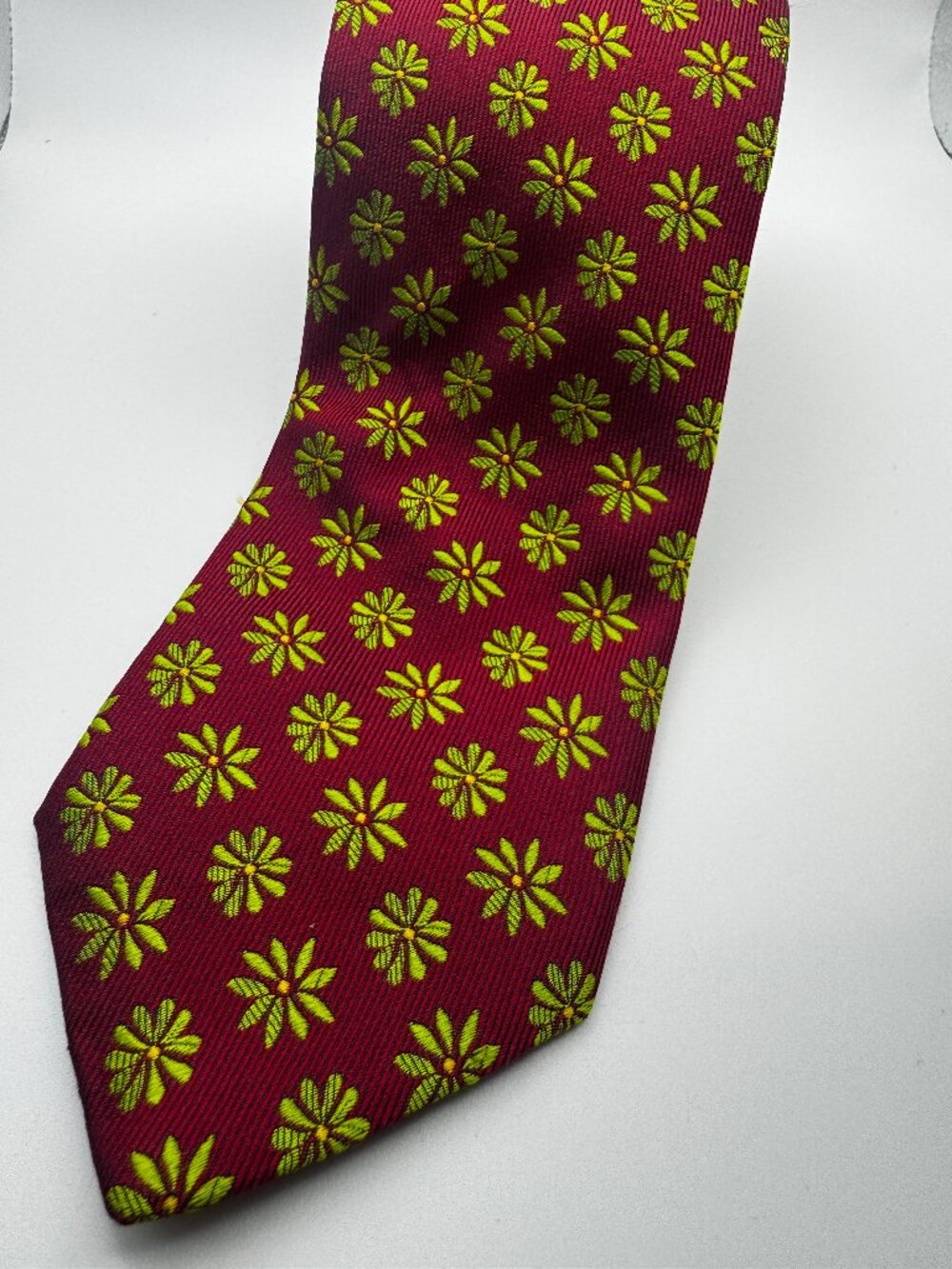 Holland Sherry Savile Row Silk Tie Crimson Medallion Woven